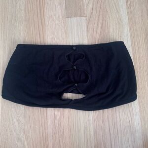 Black Strapless Top with Cutout Design